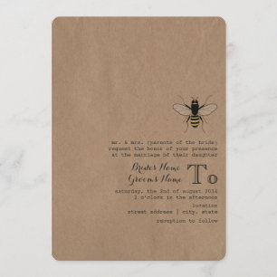 Cardboard Inspired Honey Bee Wedding Invitation