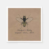 Cardboard Inspired Honey Bee Wedding Napkins