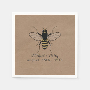 Cardboard Inspired Honey Bee Wedding Napkins