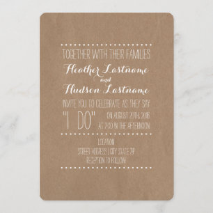 Cardboard Inspired "I Do" Wedding Invitation