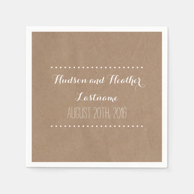 Cardboard Inspired Wedding Napkins (Front)