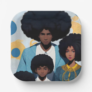 Cardboard plate Portrait Family Cups Afro