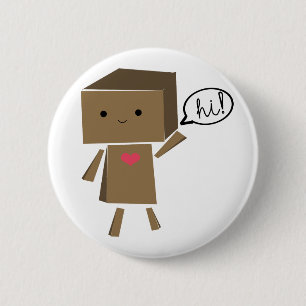 Cardboard Robot : hi! 6 Cm Round Badge