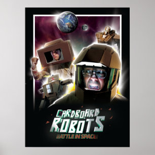 Cardboard Robots Battle in Space Poster