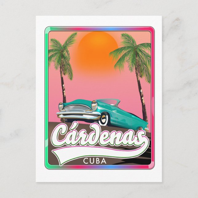 Cárdenas Cuba vintage travel poster Postcard (Front)