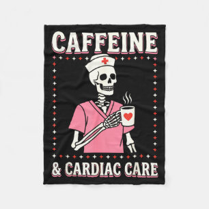 Cardiac Care Nurse Valentine Skeleton Coffee Caffe Fleece Blanket