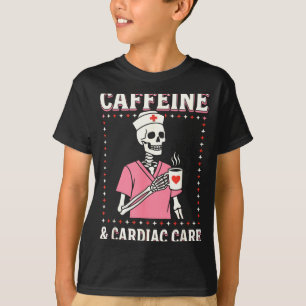 Cardiac Care Nurse Valentine Skeleton Coffee Caffe T-Shirt