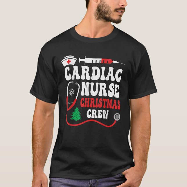 Cardiac Christmas Crew Cardiac Funny Nurse Cardiac T-Shirt (Front)