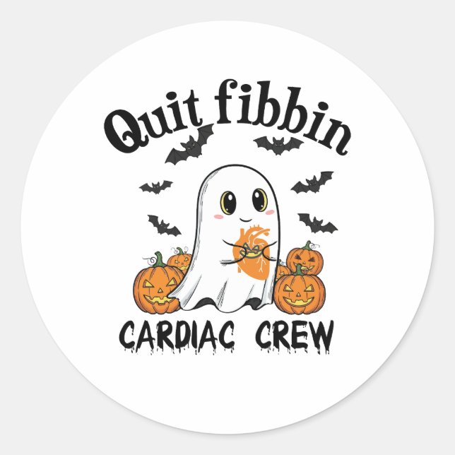 Cardiac Crew Funny Boo-Ghost Pumpkin Classic Round Sticker (Front)