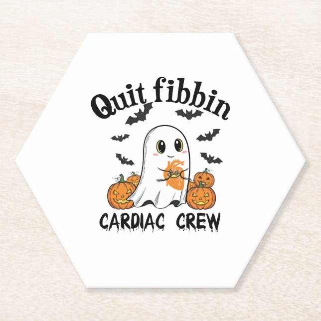 Cardiac Crew Funny Boo-Ghost Pumpkin Paper Coaster (Front)