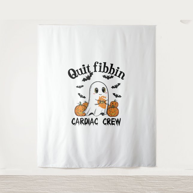 Cardiac Crew Funny Boo-Ghost Pumpkin Tapestry (Front)