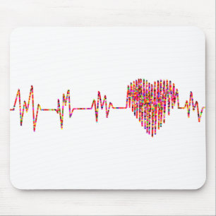 Cardiac Monitor EKG with Heart Mouse Mat