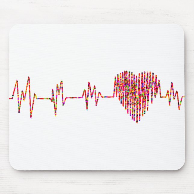 Cardiac Monitor EKG with Heart Mouse Mat (Front)