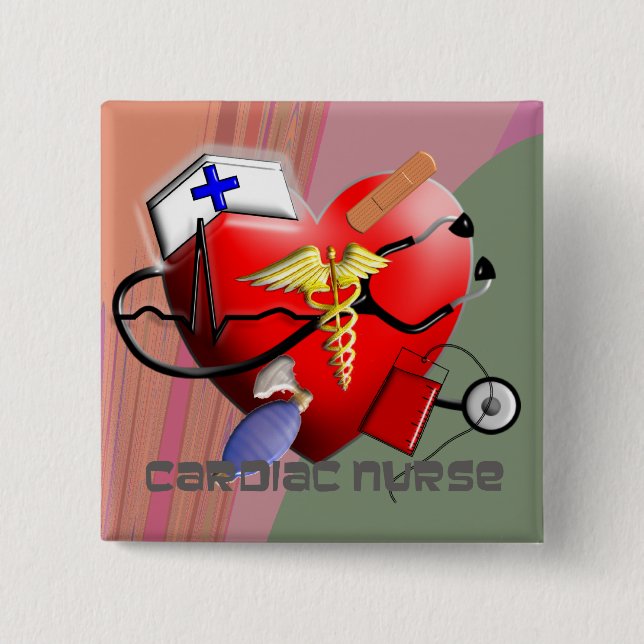 Cardiac Nurse Art Gifts 15 Cm Square Badge (Front)