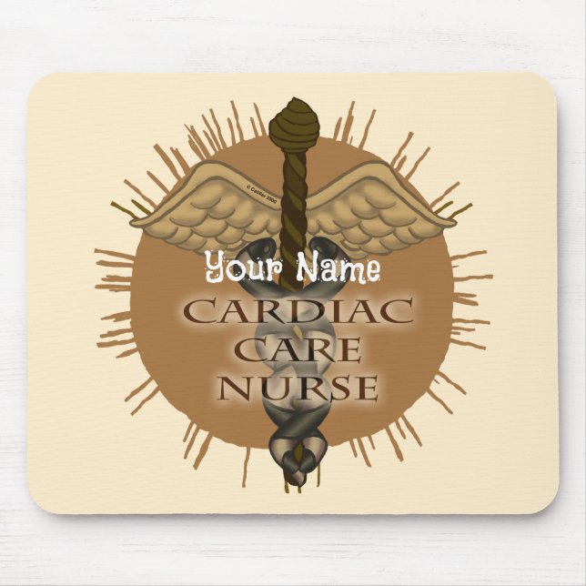 Cardiac Nurse Caduceus Mouse Mat (Front)