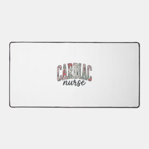 Cardiac Nurse Floral Varsity Lettering Design_1 Desk Mat