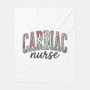 Cardiac Nurse Floral Varsity Lettering Design_1 Fleece Blanket