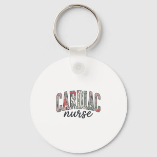 Cardiac Nurse Floral Varsity Lettering Design_1 Key Ring