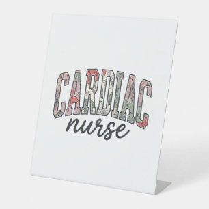 Cardiac Nurse Floral Varsity Lettering Design_1 Pedestal Sign