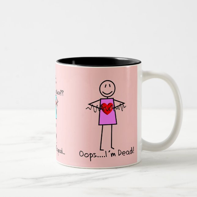 Cardiac Nurse Gifts Stick Person Design V-Fib Two-Tone Coffee Mug (Right)