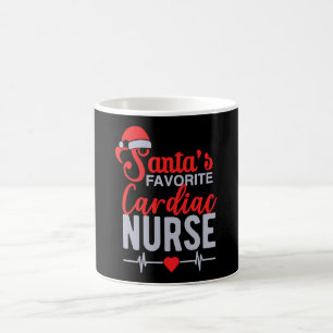 Cardiac Nurse Heart Beat, Christmas Santa Nurse He Coffee Mug