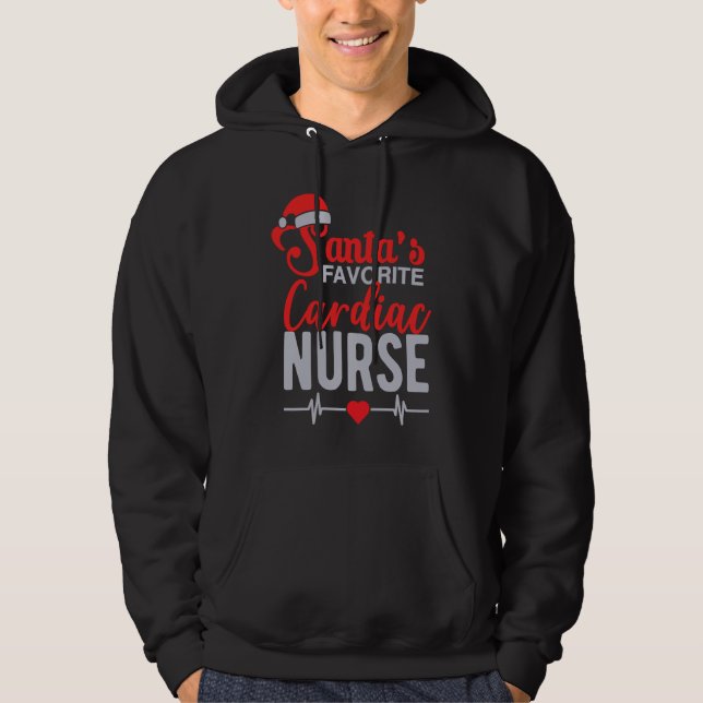 Cardiac Nurse Heart Beat, Christmas Santa Nurse He Hoodie (Front)