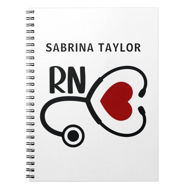 Cardiac Nurse Heart Stethoscope RN Notebook (Front)