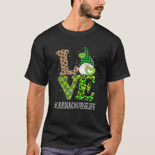 Cardiac Nurse Love St Patricks Day Gnome Leopard W T-Shirt