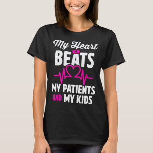Cardiac Nurse Mum Cardiology My Heart Beats for Tw T-Shirt