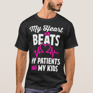 Cardiac Nurse Mum Cardiology My Heart Beats for Tw T-Shirt