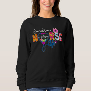 Cardiac Nurse Plaid Love Stethoscope Nurse Egg Bun Sweatshirt