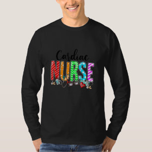 Cardiac Nurse Plaid Red Love Heart Stethoscope Rn T-Shirt