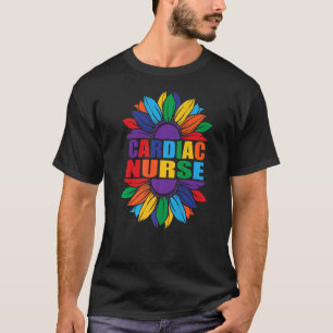 Cardiac Nurse Rainbow Sunflower Lgbt Cute Nursing T-Shirt