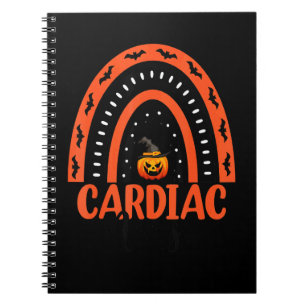 Cardiac Nurse Scary Halloween Pumpkin Rainbow Nurs Notebook