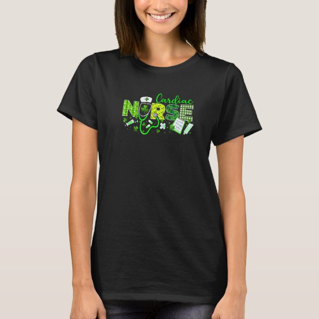 Cardiac Nurse St. Patricks Day Love Stethoscope Rn T-Shirt (Front)
