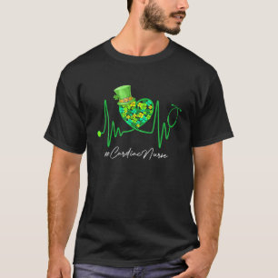Cardiac Nurse Stethoscope Heartbeat Shamrock St Pa T-Shirt