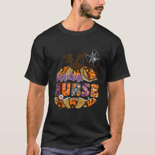 Cardiac Nurse Stethoscope Leopard Halloween Pumpki T-Shirt
