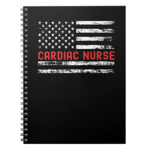 Cardiac Nurse USA Flag Profession Retro Job Title Notebook