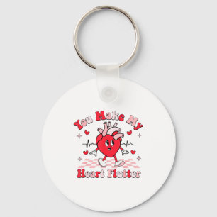 Cardiac Nurse Valentine You Make My Heart Flutter  Key Ring