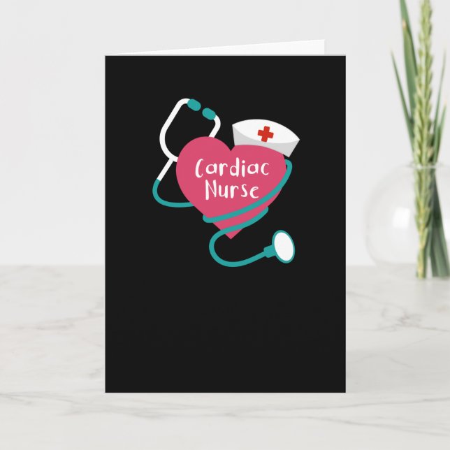 Cardiac Nurse Valentines Day Stethoscope Heart RN Card (Front)