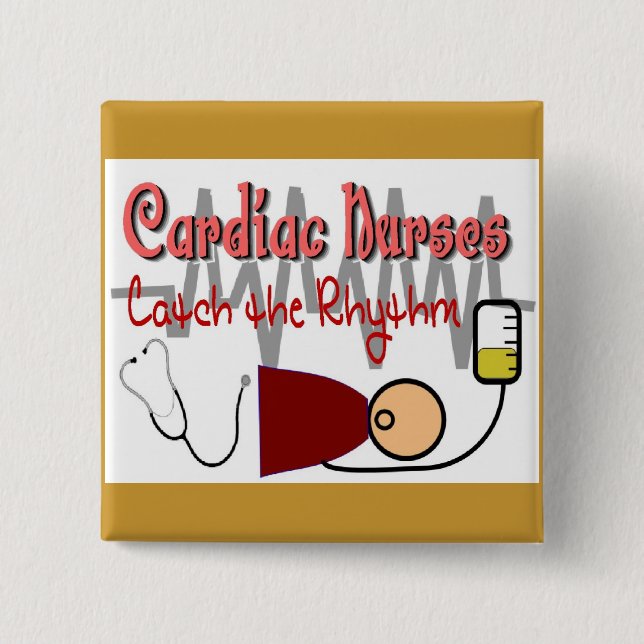 CARDIAC NURSES "CATCH the RHYTHM" 15 Cm Square Badge (Front)