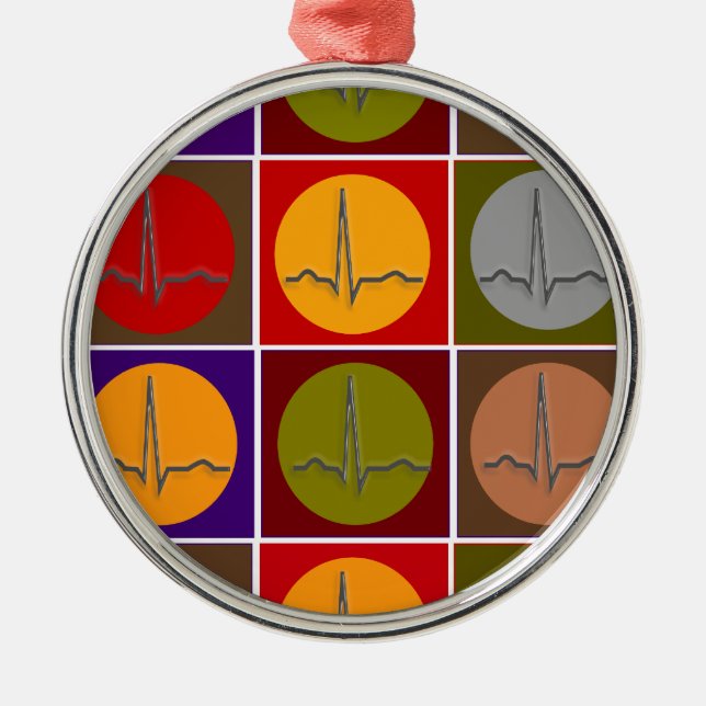 Cardiac QRS Pop Art Metal Tree Decoration (Front)