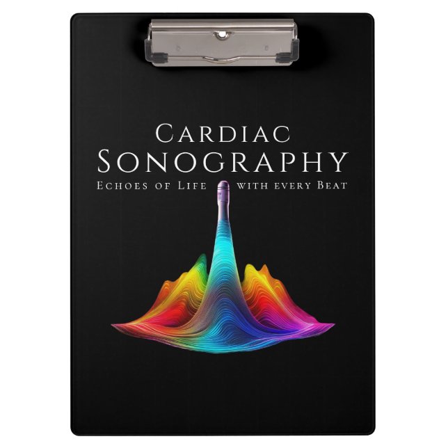 Cardiac Sonographer-Colourful Ultrasound Waves Clipboard (Front)