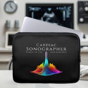 Cardiac Sonographer-Colourful Ultrasound Waves Laptop Sleeve