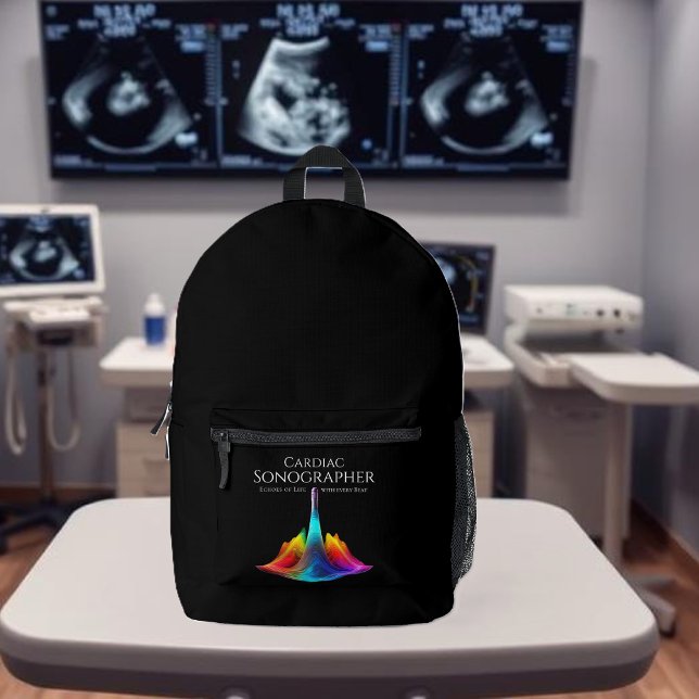 Cardiac Sonographer-Colourful Ultrasound Waves Printed Backpack (Cardiac Sonographer-Colorful Ultrasound Waves Printed Backpack)