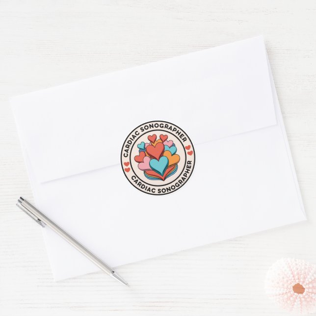 Cardiac Sonographer Stacked Hearts Stickers (Envelope)