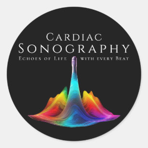 Cardiac Sonography-Colourful Ultrasound Waves Classic Round Sticker