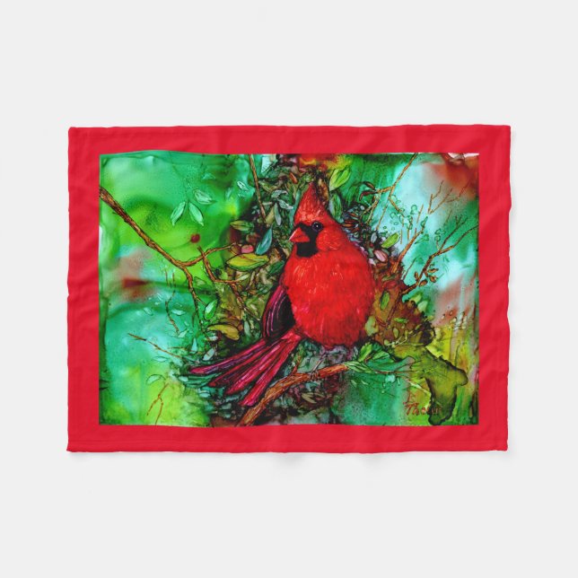 Cardianl In the Tree Fleece Blanket (Front (Horizontal))