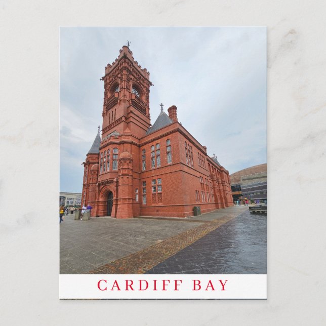 Cardiff Bay Pierhead Building view postcard (Front)