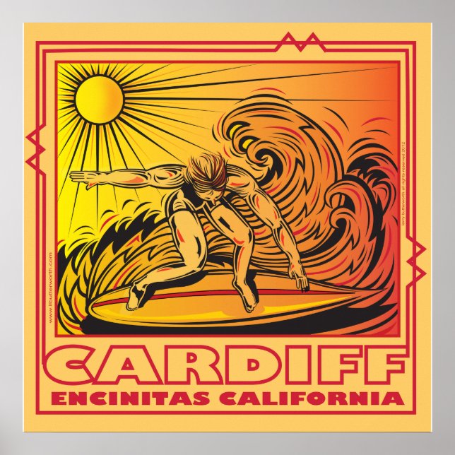 CARDIFF BY THE SEA ENCINITAS CALIFORNIA SURFING POSTER (Front)